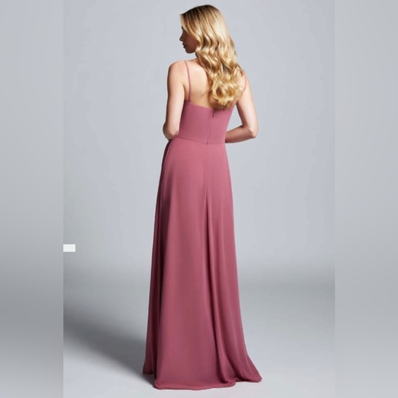 Hayley Paige Occasions Chiffon Bridesmaid Dress Berry Style 52151 Size 14 NWT - Picture 2 of 12